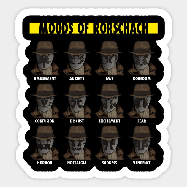 The Moods Of Rorschach Watchmen Sticker by Bevatron